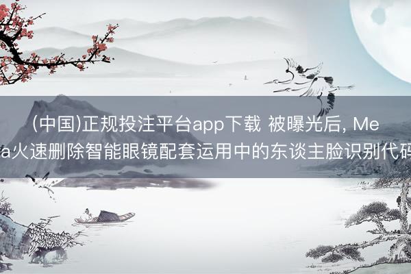 (中国)正规投注平台app下载 被曝光后, Meta火速删除智能眼镜配套运用中的东谈主脸识别代码