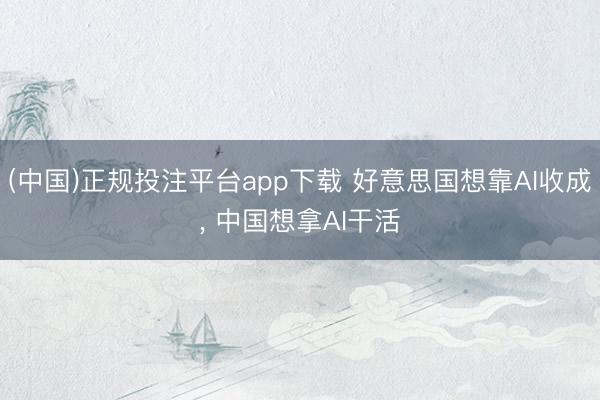 (中国)正规投注平台app下载 好意思国想靠AI收成, 中国想拿AI干活