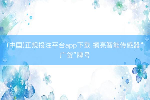 (中国)正规投注平台app下载 擦亮智能传感器“广货”牌号