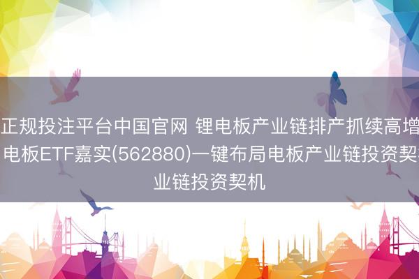 正规投注平台中国官网 锂电板产业链排产抓续高增,电板ETF嘉实(562880)一键布局电板产业链投资契机