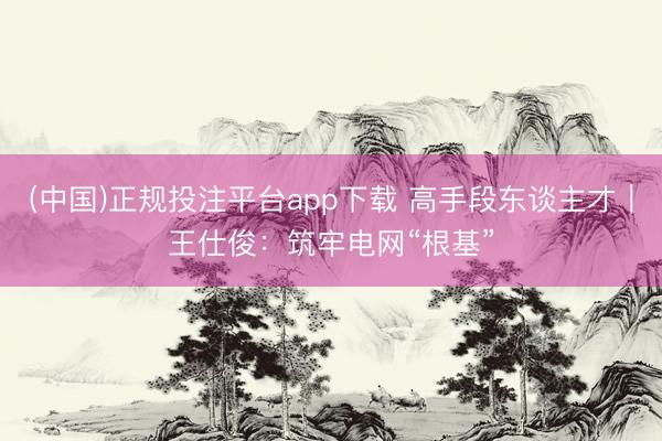 (中国)正规投注平台app下载 高手段东谈主才|王仕俊:筑牢电网“根基”