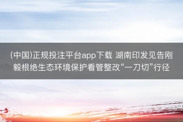 (中国)正规投注平台app下载 湖南印发见告刚毅根绝生态环境保护看管整改“一刀切”行径