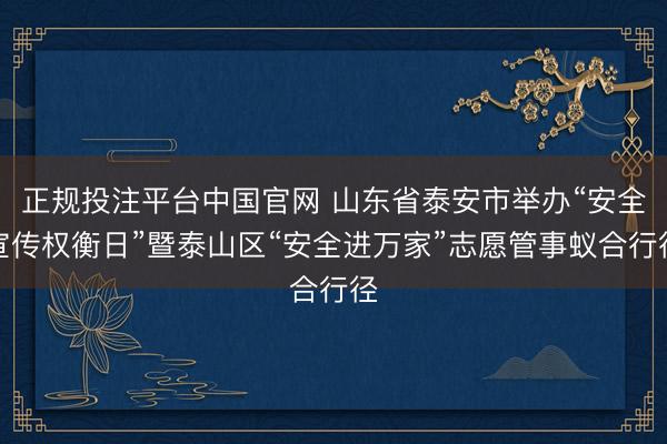 正规投注平台中国官网 山东省泰安市举办“安全宣传权衡日”暨泰山区“安全进万家”志愿管事蚁合行径