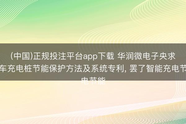 (中国)正规投注平台app下载 华润微电子央求汽车充电桩节能保护方法及系统专利, 罢了智能充电节能