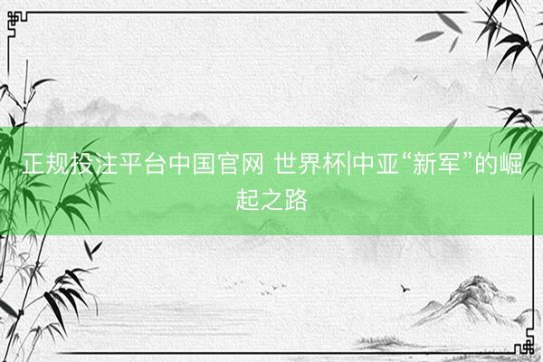 正规投注平台中国官网 世界杯|中亚“新军”的崛起之路